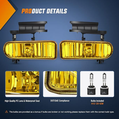 Nilight Fog Light Assembly Compatible with 1999 2000 2001 2002 Chevy Silverado 1500 2500 2001-2002 3500 Chevy Silverado 2000-2006 Suburban Tahoe