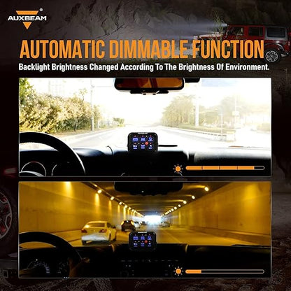 Auxbeam 6 Gang Switch Panel BC60 Universal Circuit Control Relay System Automatic Dimmable LED Switch Pod Touch Control Panel Switch Box for Car Truck Pickup Boat UTV SUV - Blue, 3 Years Warranty