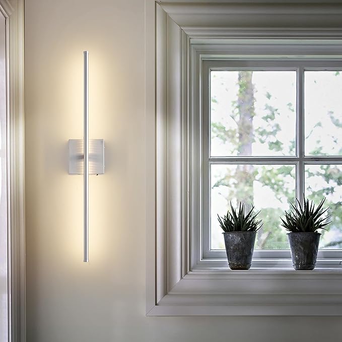 KARTOOSH Battery Operated Wall Sconces with Remote Control, Dimmable Wall Sconces Set of Two, 350°Rotate, 3000K LED Nickel Wireless Wall Light for Living Room, Hallway, Bedroom, 32.2 Inch (2 Pack)