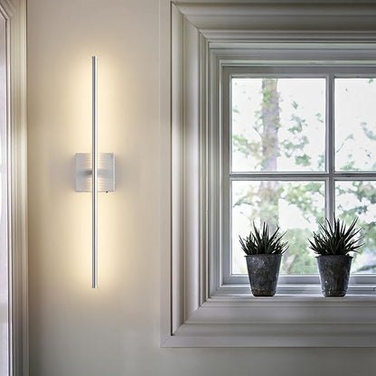 KARTOOSH Battery Operated Wall Sconces with Remote Control, Dimmable Wall Sconces Set of Two, 350°Rotate, 3000K LED Nickel Wireless Wall Light for Living Room, Hallway, Bedroom, 32.2 Inch (2 Pack)