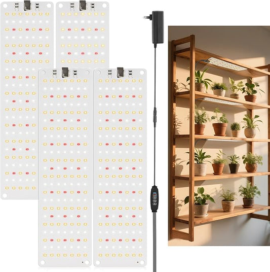 Grow Lights for Indoor Plants,644 LEDs Grow Light for Seed Starting,10 Dimmable Levels Ultra-Thin Panel Full Spectrum Plant Lights for Indoor Growing,Auto On Off Timing 3 9 12Hrs(4pcs)