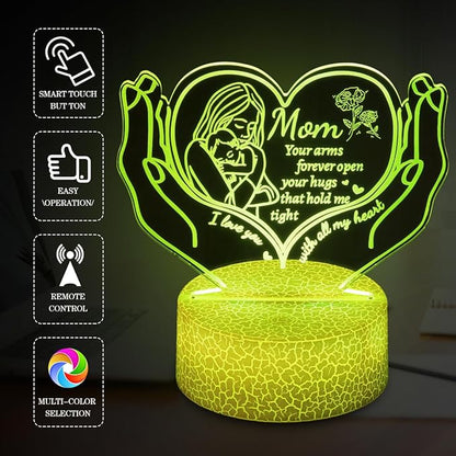 3D Illusion Night Light Gifts for Mom,16 Color Change Decor Bedside Lamp with Remote and Smart Touch, Gifts for Mom for Mothers Day,Xmas
