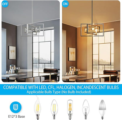 XINGQI Brushed Nickel Chandelier 3-Light Modern Pendant Lighting Fixtures Semi Flush Mount Ceiling Lights for Dining Room Bedroom Living Room Kitchen Entry Foyer