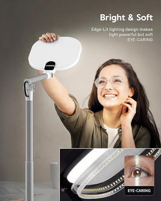 Led Desk Lamps for Home Office with Base, Tall Desk Lamp with 50 Light Modes & Memory and Timer Func Computer Light, Flexible Adjustable Table Lamps for Video Conference, Architect (White 1 Pack)