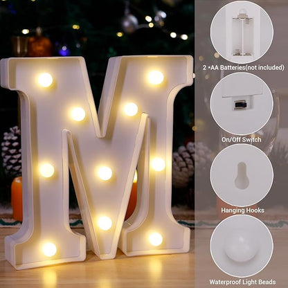 LED Marquee Sign Light Up Letters, Alphabet Light Up Sign, Battery Powered LED Letter Lights for Night Light, Wedding, Birthday, Party, Christmas or Home Decor (M)