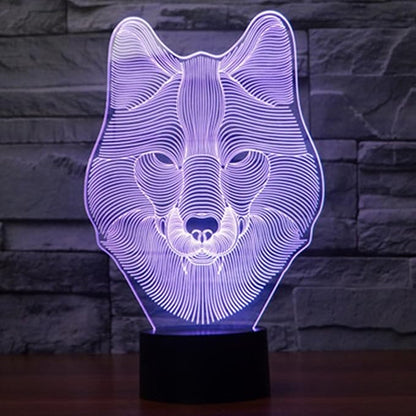 Ticent Animals Wolf 3D Night Light Touch Control Desk Lamps, 7 Color Changing Table Lights with Acrylic Flat, ABS Base & USB Charger