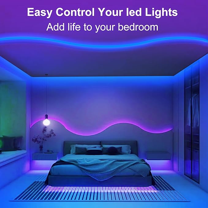 Pandery RGB COB LED Strip Light with Remote and app Control,Music Synchronized Color Change 24V RGB led Strip,25FT/7.5M,8mm Wide,Indoor RGB Lights for Bedroom,Game Room,Bar,Party