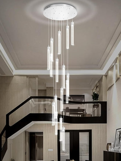 ykolupty H125'' Modern Crystal Chandelier 18-Lights Large Foyer Chandelier Crystal Pendant Ceiling Light for Staircaes Hallway Entrance Silver