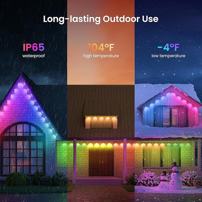 YEELIGHT Permanent Outdoor Lights, 150FT RGB LED String Lights with 16 Million Colors and Music Sync, Outside Lights for House with App Control, Waterproof Outside Eaves Lighting Decor for Parties