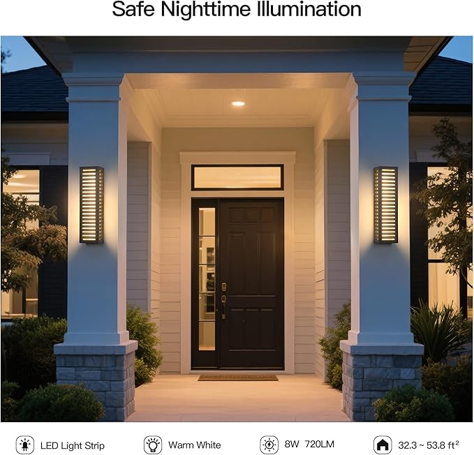 MVBT Outdoor Wall Lights, 20" Large Front Porch Light Fixtures Waterproof, 3000K Modern Outdoor Sconce Lights Hardwired, Patio Wall Light Fixture for House Outside Garage Doorway Hallway Garden