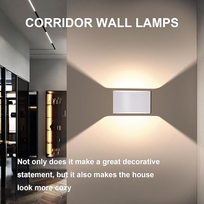 KICAAO Modern LED Wall Sconce,Warm White 3000K,Hardwired Indoor Wall Lights Set of 2 Up and Down Wall Mount Light for Living Room Bedroom Hallway Corridor Conservatory(with G9 Bulbs) (White-1PCS)