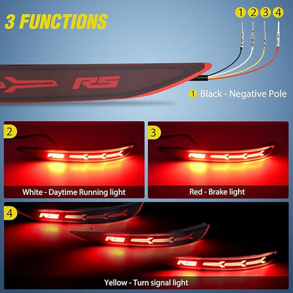 Nilight Rear Bumper Tail Light Compatible with 2017 2018 2019 2020 2021 2022 Chevy Equinox Red Lens LED Reflector Rear Bumper Lamps Brake Turn Signal Sequential Flashing Driving Taillights Replacement