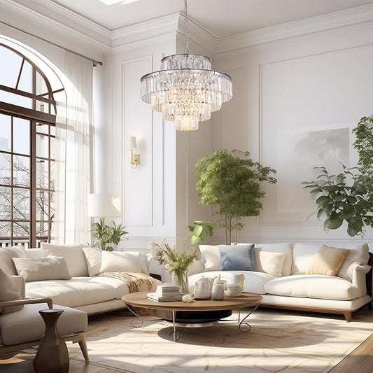 Modern Crystal Chandelier Ceiling Lights Luxury Chandeliers Hanging Raindrop Pendant Light Fixture for Dining Rooms Bedroom Entryway 13-Lights