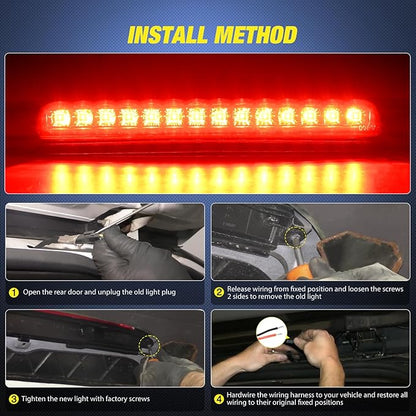 Nilight Third Brake Light Tail High Mount 3rd Stop Cargo Reverse Lights Smoked Lens for Chevy Trailblazer and GMC Envoy 2002-2009 Buick Rainier 2004-2007 Isuzu Ascender 2003-2008 Rear Center Cab Lamp