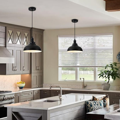 1 Pack Farmhouse Pendant Light Black Pendant Lighting for Kitchen Island Industrial Hanging Barn Light Pendant Lighting Over Island Sink Light Fixtures