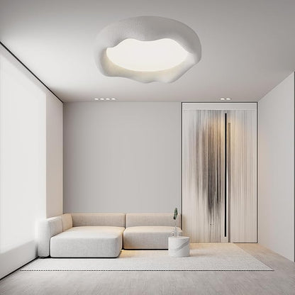 JAYMP Modern Ceiling Light, LED Dimmable Remote Control Ceiling Lamp for Dining Room Living Room Japanese Wabi-Sabi Style Lighting Fixture (Matte White, 49cm/19.3inch)