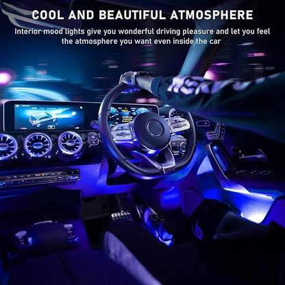 Ohleats Car LED Strip Light, 48 LED RGB Auto Interior Atmosphere Lights, Cigarette Lighter Under Dash Ambient Night Light, Interior Lamp Lighting Kit (Blue, USB)