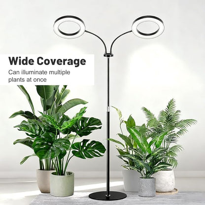 48W LED Grow Light for Indoor Plants, Dual-Head Plant Light with Full Spectrum, Adjustable Height 23-67"", Timer & Dimming, UV Light for Plants Indoor, Grow Lamp for Tall Houseplants