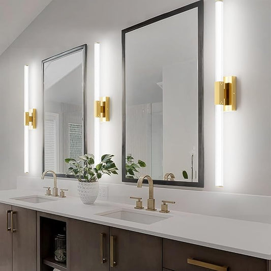Ralbay Matte Gold 40inch Bathroom Vanity Lights Fixtures Over Mirror 32W Modern LED Modern LED Gold Vanity Light for Bathroom(5500K White Light)