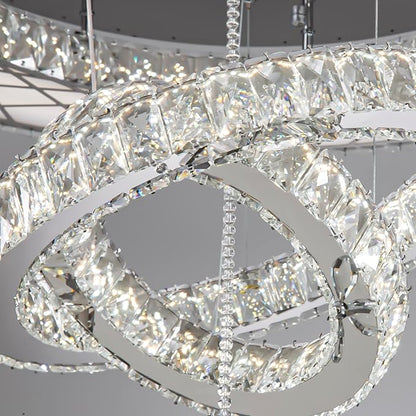 32"W Modern Chandeliers Living Room Light Crystal Flat Mounted Ceiling Lights Dining Room Light Bedroom Ceiling Drop Lighting Fixture Remote Dimmable Lights Bright Light with Dimming Night Light LED
