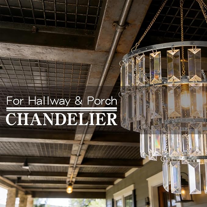Modern Chandelier Shade with Plug-in Light Cord - Chrome Chandeliers Light Fixture - Pendant Ceiling Lampshade for Girls Bedroom - Size W9.84 X H11
