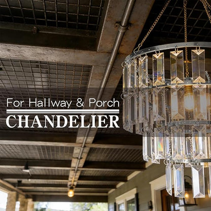 Modern Chandelier Shade, Faux Chandeliers Light Fixture Pendant Ceiling Lampshade for Girls Bedroom, W9.84 X H11 (Chrome)