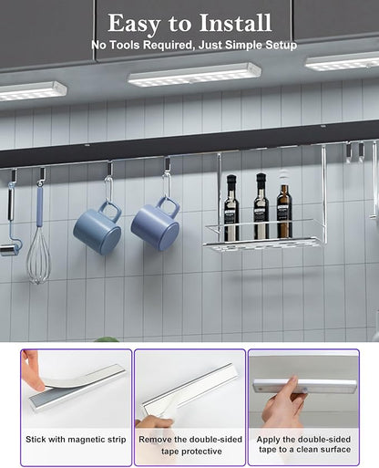 SZOKLED Under Cabinet Lights Wireless, 48-LED Under Cabinet Lighting Rechargeable, Closet Light with Timer & Dimmable, Under Counter Lights for Kitchen Shelf Pantry Desk (4 Packs)