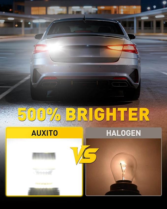 AUXITO 3157 LED Bulb White Reverse Lights, Super Bright 3156 3056 3057 4157 3047 4057 3457 4114 LED Bulb with Projector for Backup Reverse DRL Signal Parking Brake Tail Lights, Pack of 2