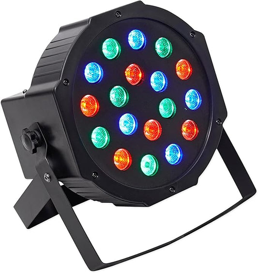Rockville RockPAR50 24W LED RGB Par Can Wash Light with DMX, Sound-Activated Mode, Power Daisy-Chain, Dual Bracket for DJs and Club Lighting
