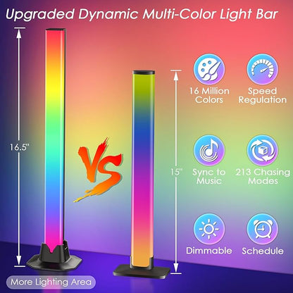 16.5" Smart Light Bar, RGB LED Light Bar for Room, 16 Million Colors Changing, 213 Preset & 8 Scene Modes, Dynamic Music Sync, 3 Control Modes, RGB & IC Ambient Backlight for TV, Gaming Room