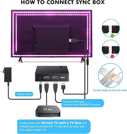 Nexillumi HDMI LED Lights for TV, 32.8ft TV LED Backlight for 70-100 Inch, RGB LED Strip Lights Behind TV, APP Remote Control Music Sync TV Led Lights for Bedroom