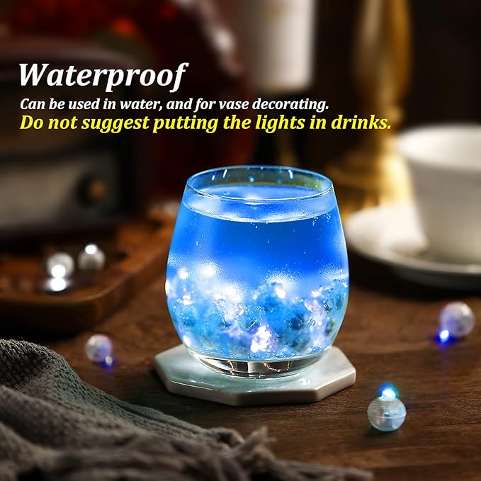 ZGWJ 100PCs Blue Balloon Lights Mini, Battery Powered, Long Standby Time Waterproof Tiny Led Round Flash Light for Paper Lantern Balloon Party Easter Eggs Wedding Christmas Halloween Decorations