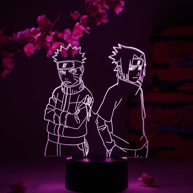 Otaku Lamps Naruto & Sasuke Young Naruto – Anime Night Light, 16 Color RGB LED – Gift for Otaku