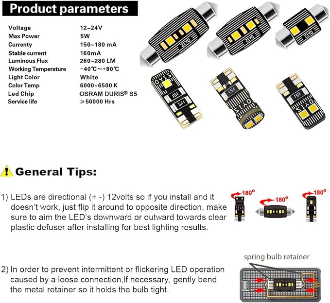 PL2821A LED Interior Light kit for Subaru Outback 2010-2020, 6000K White Dome Lights Accessories Replacement Package, LED Light Bulbs Upgrade (14 Bulbs)