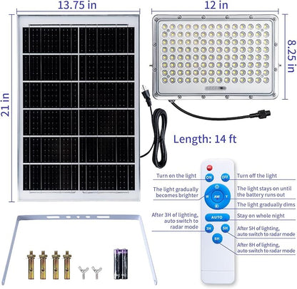 LANGY 400W Solar Flood Light Outdoor, 22400LM Solar Street Light Dusk to Dawn Security Commercial Area Lighting, Solar Powered Outside Light Waterproof with Motion Sensor for Yard, Garage, Pathway