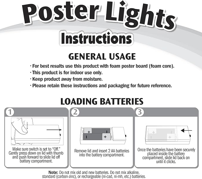 ArtSkills Rainbow Poster Lights, Poster Board Decorations, Sign Making & Science Fair Board Supplies, Battery-Operated String Light Kit, 20 Lights