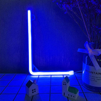 ENUOLI LED Letters Neon Lights Blue Alphabet Lights Marquee Letters Night Lights Party Decor Lamps Battery/USB Powered Words Lights for Wall Bedroom Wedding Birthday Party Christmas Decorations (L)