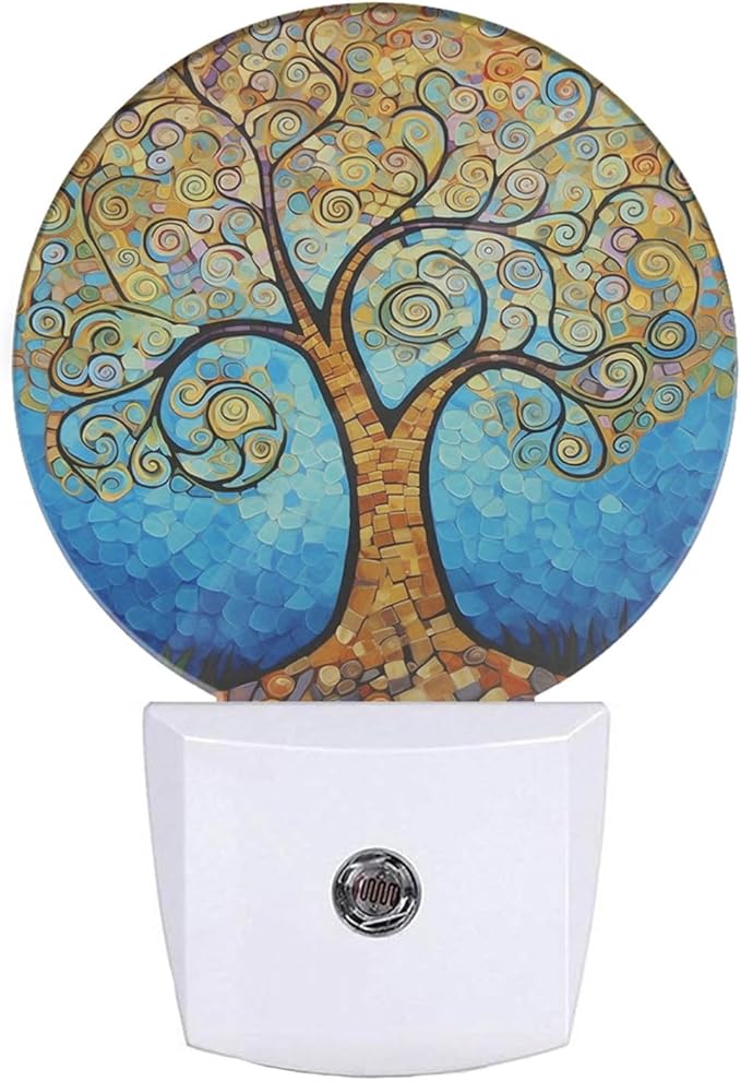 EKOBLA Art Tree Plug-in Night Light, Golden Leaf Tree LED Nightlight with Auto Sensor, 0.5W Sleep Friendly for Home
