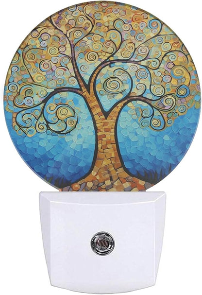 EKOBLA Art Tree Plug-in Night Light, Golden Leaf Tree LED Nightlight with Auto Sensor, 0.5W Sleep Friendly for Home