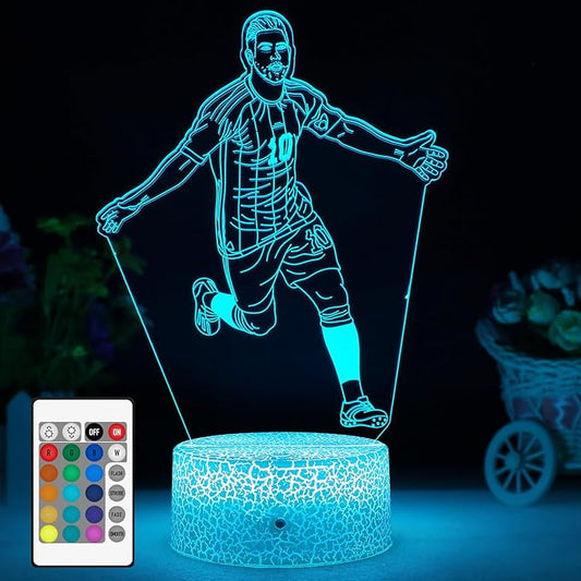 Argentina Soccer Player #10 3D Illsuion Lamp for Boys,with Remote & Smart Touch, Dimmable lamp，Football Fans for Children's Room Decoration，Christmas Gifts (01)