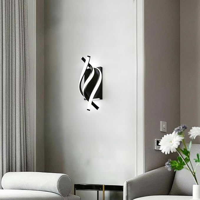 Wall Sconce of 2, Modern Wall Light Fixture Black Wall Mount Light for Mirror,Bedside, Bathroom, Bedroom, Hallway