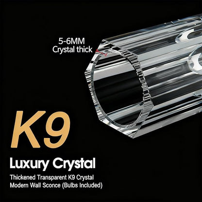 Crystal Wall Sconces Set of Two, 13" Modern Brass Sconces Lighting with K9 Crystal Lampshade,Indoor Wall Sconce Bedroom Wall Light Fixtures for Living Room Bathroom Hallway Stairs Entryway