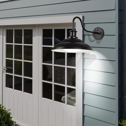 Dusk to Dawn Outdoor LED Barn Lights, 16 Inch Large Farmhouse Exterior Wall Light Fixtures with Adjustable Color Temperature, Modern Black White Porch Lights Outside for House Garage Doorway