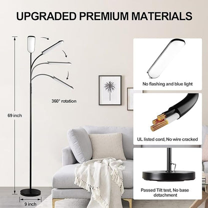marctronic Floor Lamp 2 Pack, 18W 1800LM Bright LED Floor Lamp with 2 Remotes & Works with Smart Plug, Dimmable Timing Eye Caring Standing Reading Floor Lamps for Living Room Bedroom Office