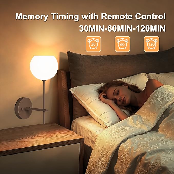 Brown Battery Operated Wall Sconces Set of 2, Rechargeable Wireless Wall Lights with Milky White Frosted Glass, 12 RGB and 3CCT Dimmable Wall Lamps with Remote for Bedroom Living Room Hallway