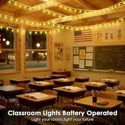 2 Pack Battery Operated String Lights Indoor Outdoor - 45FT 100 LED Fairy Lights with Remote, Waterproof Globe Light 8 Modes with Timer for Bedroom Classroom Dorm Girl's Room Decorations, Warm White