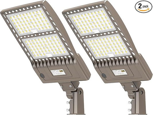 2 Pack 480V 400W LED Parking Lot Lights 60000LM UL Listed Flood Lights with Dusk to Dawn Photocell IP65 Waterproof 5000K Industrial Grade Outdoor Street Pole Light Slip Fitter