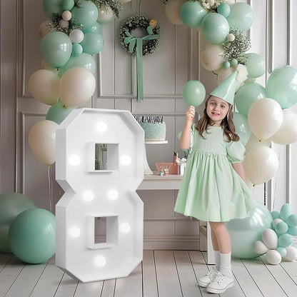 imprsv Light-up Numbers 8th Birthday Decorations: Large 3ft Marquee Number 8 80th Birthday Women Men Eight Year Old Birthday Decor Party Backdrop Anniversary Big Foam Board Number 8