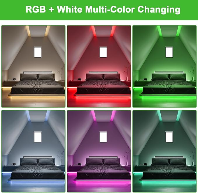 JOYLIT 24V RGBW COB LED Strip Lights 16.4FT/5M RGB + 6000K Cool White Dual Mode, Flexible 784 LEDs/M High Density Dotless Tape Light for Indoor, Bedroom, Kitchen, Home Theater Lighting (Light Only)