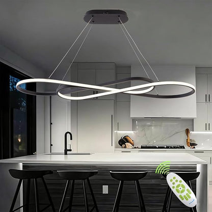 Black Modern Chandelier,Modern Led Pendant Light for Kitchen Island Lighting Dimmable Creative Snake-Shaped Twist Design Modern Led Chandelier for Dining Room Over Table